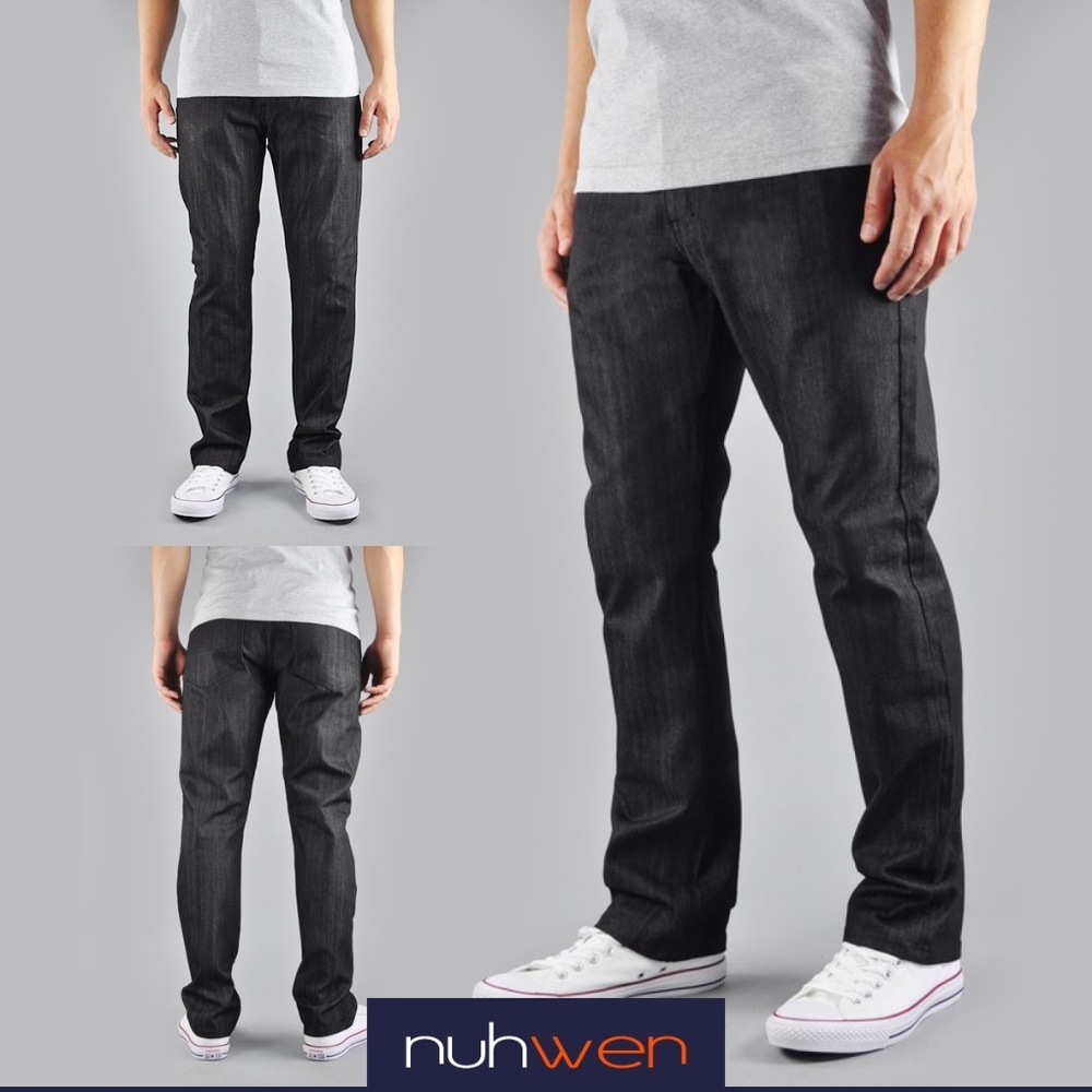 Men Skinny Indigo Black Denim Jeans - Picture 2 of 4